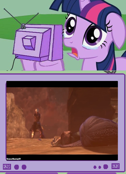 Size: 435x600 | Tagged: asura, asura's wrath, crying, derpibooru import, exploitable meme, meme, obligatory pony, sad, safe, the girl, tv meme, twilight sparkle