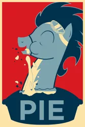 Size: 1216x1821 | Tagged: artifact, artist:equestria-election, dead source, derpibooru import, food, gluttony, hope poster, pie, safe, soarin', solo, that pony sure does love pies