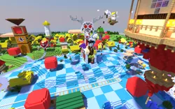 Size: 1920x1200 | Tagged: brohoof.com, chaos, derpibooru import, discord, discorded landscape, discord's throne, draconequus, floating island, giant mushroom, male, minecraft, mushroom, ponyville, render, safe, screencap, solo