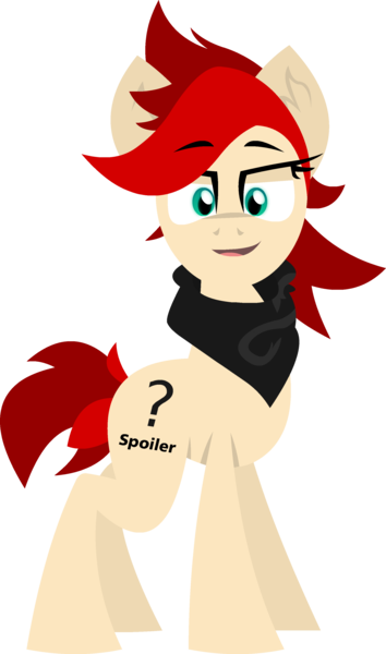 Size: 2016x3418 | Tagged: 8chan, artist:zvn, bandana, clothes, derpibooru import, high res, oc, oc:red pone (8chan), /pone/, safe, scarf, smiling, solo, unofficial characters only