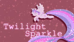 Size: 1366x768 | Tagged: safe, artist:brassiamaurva, derpibooru import, twilight sparkle, twilight sparkle (alicorn), alicorn, pony, female, flying, impossibly long tail, mare, vector, wallpaper