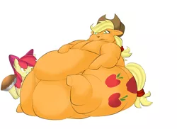 Size: 3507x2550 | Tagged: apple bloom, applebutt, applefat, applejack, artist:mad'n evil, ass, belly, big belly, butt, chubby cheeks, derpibooru import, expansion, fat, feedee, feeder, food, huge belly, huge butt, impossibly large belly, impossibly large butt, large butt, morbidly obese, obese, pie, suggestive, weight gain