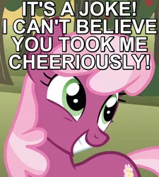 Size: 540x600 | Tagged: safe, derpibooru import, edit, edited screencap, screencap, cheerilee, earth pony, pony, hearts and hooves day (episode), caption, cheerious, female, grin, hearts and hooves day, image macro, joke, mare, pun, reaction image, smiling, solo, squee, text