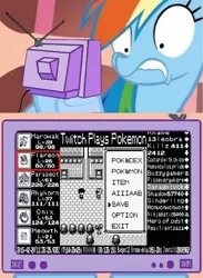 Size: 748x1021 | Tagged: derpibooru import, exploitable meme, flareon, meme, obligatory pony, pokémon, rainbow dash, safe, tv meme, twitch plays pokémon