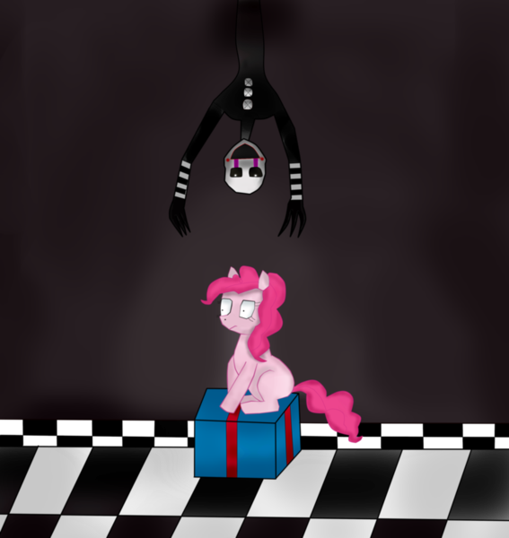 Size: 869x919 | Tagged: animatronic, artist:atulizado, derpibooru import, five nights at freddy's, marionette, pinkie pie, puppet, semi-grimdark, the puppet