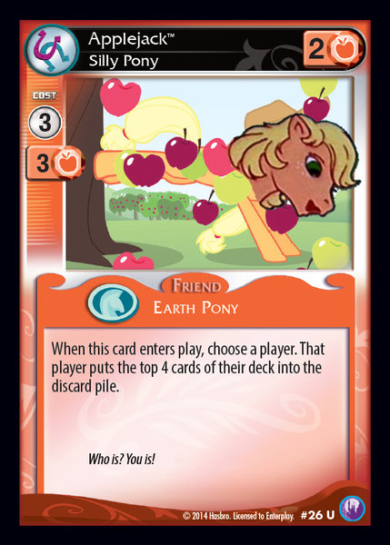 Size: 545x762 | Tagged: safe, derpibooru import, edit, applejack, applejack (g1), pony, ccg, enterplay, g1, g1 to g4, generation leap, merchandise, silly, silly pony, who's a silly pony