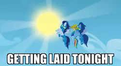 Size: 1099x597 | Tagged: caption, clothes, derpibooru import, edit, edited screencap, getting laid tonight, goggles, image macro, implied sex, meme, rainbow dash, screencap, soarin', sonic rainboom (episode), suggestive, text, uniform, wave chill, wonderbolts, wonderbolts uniform