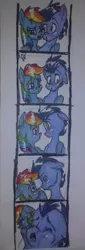 Size: 844x2478 | Tagged: safe, artist:paris-the-platypus, derpibooru import, rainbow dash, soarin', female, male, photo booth, shipping, soarindash, straight, traditional art