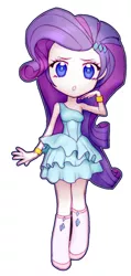 Size: 718x1513 | Tagged: safe, artist:hasbrony, derpibooru import, rarity, equestria girls, equestria girls (movie), :o, chibi, colored pupils, cute, fall formal outfits, looking at you, open mouth, raribetes, simple background, solo, white background