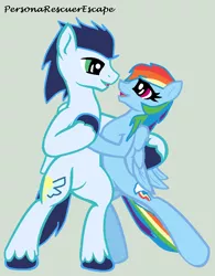 Size: 700x899 | Tagged: safe, artist:cadance08894, derpibooru import, rainbow dash, soarin', dancing, female, male, old cutie mark, shipping, soarindash, straight