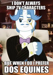 Size: 600x848 | Tagged: artist:phonicb∞m, artist:sketchy brush, derpibooru import, dos equis, exploitable meme, fancypants, meme, pun, safe, the most interesting man in the world, the most interesting stallion in equestria