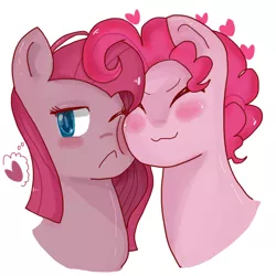 Size: 1024x1024 | Tagged: :<, artist:megaimpact, blushing, bubble berry, bubblepie, derpibooru import, eyes closed, female, frown, heart, male, nuzzling, one eye closed, pinkamena diane pie, pinkie pie, rule 63, safe, selfcest, self ponidox, shipping, smiling, squishy cheeks, straight, thought bubble, tsunderamena, tsundere, wink
