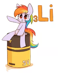 Size: 800x1000 | Tagged: safe, artist:joycall6, derpibooru import, part of a set, rainbow dash, series:joycall6's periodic table, :>, battery, blushing, chemistry, cute, dashabetes, lithium, periodic table, sitting, smiling, solo