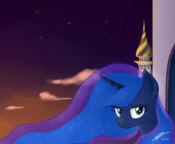 Size: 1193x978 | Tagged: artist:avastin4, castle, derpibooru import, princess luna, safe, solo, twilight (astronomy)