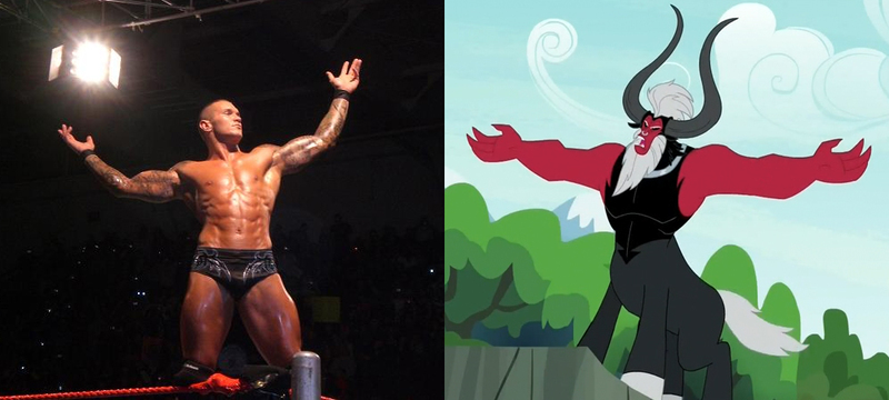 Size: 1000x450 | Tagged: comparison, derpibooru import, exploitable meme, lord tirek, lord tirek's outstretched arms, meme, pose, randy orton, safe, wwe