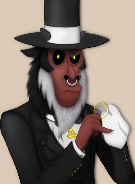 Size: 1080x1470 | Tagged: artist:gennbu, classy, derpibooru import, hat, like a sir, lord tirek, monocle, monocle and top hat, safe, scorpan's necklace, solo, top hat