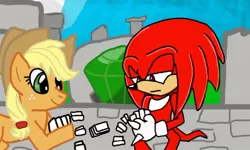 Size: 512x307 | Tagged: applejack, artist needed, card game, crossover, derpibooru import, knuckles the echidna, master emerald, safe, sonic the hedgehog (series), source needed