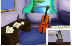 Size: 5100x3300 | Tagged: artist:fox-moonglow, cello, comic, comic:octavia's aria, couch, derpibooru import, metronome, musical instrument, octavia melody, room, safe, table, window