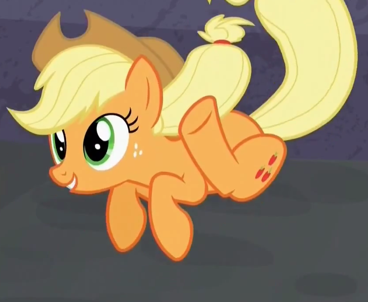 Size: 837x687 | Tagged: safe, derpibooru import, screencap, applejack, earth pony, pony, the cutie map, cropped, female, mare, silly, silly pony, solo, who's a silly pony