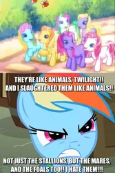 Size: 480x720 | Tagged: anakin skywalker, attack of the clones, caption, derpibooru import, g3, image macro, meme, murder, rainbow dash, rainbow dash (g3), semi-grimdark, star wars, text, the princess promenade