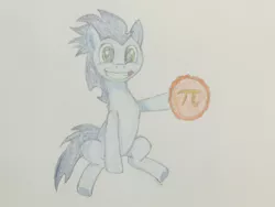 Size: 780x585 | Tagged: artist:ricky2314, derpibooru import, food, hoof hold, pi, pi day, pie, safe, soarin', that pony sure does love pies, traditional art