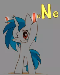 Size: 800x1000 | Tagged: safe, artist:joycall6, derpibooru import, part of a set, vinyl scratch, pony, series:joycall6's periodic table, :>, bipedal, blushing, chemistry, glowstick, hoof hold, looking at you, neon, one eye closed, periodic table, smiling, solo, wink