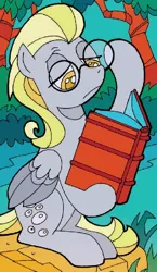 Size: 402x693 | Tagged: safe, derpibooru import, idw, derpy hooves, pegasus, pony, alternate universe, book, bright eyes (mirror universe), dark mirror universe, female, glasses, mare, mirror universe, solo