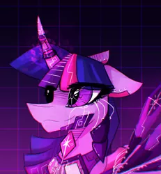 Size: 1749x1896 | Tagged: safe, artist:novabytes, derpibooru import, twilight sparkle, twilight sparkle (alicorn), alicorn, cyborg, pony, robot, female, mare, solo