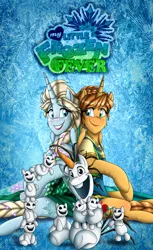 Size: 1863x3036 | Tagged: safe, artist:namygaga, derpibooru import, ponified, pony, anna, elsa, frozen (movie), frozen fever, olaf, snowgies