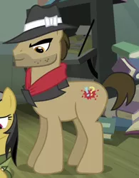 Size: 334x428 | Tagged: safe, derpibooru import, screencap, biff, daring do, earth pony, pony, daring don't, background pony, cropped, fedora, hat, henchmen, male, solo focus, stallion, stubble