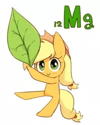 Size: 800x1000 | Tagged: applejack, artist:joycall6, blushing, chemistry, derpibooru import, leaf, magnesium, part of a set, periodic table, safe, series:joycall6's periodic table, solo