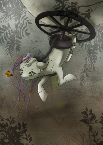 Size: 728x1024 | Tagged: safe, artist:lightning-stars, derpibooru import, ponified, pony, crossover, glados, portal, portal (valve), solo