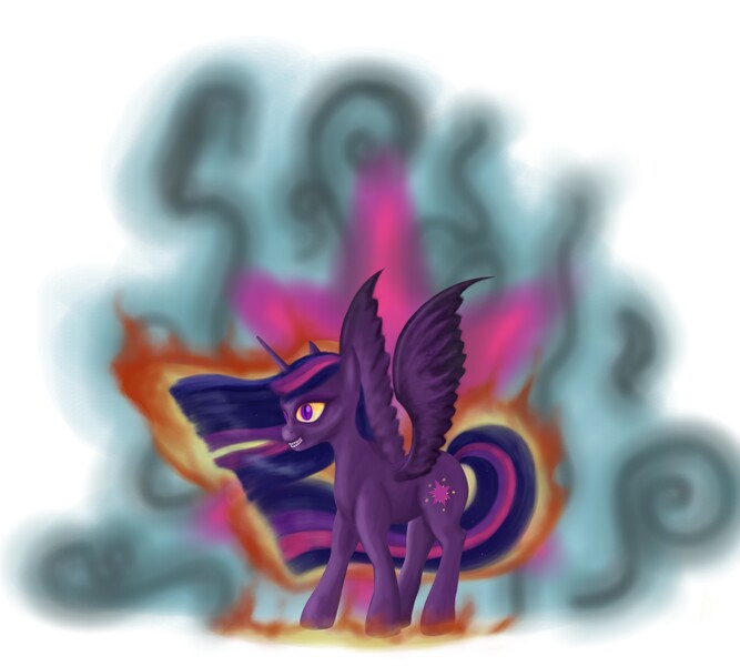 Size: 3200x2880 | Tagged: safe, artist:kwendynew, derpibooru import, twilight sparkle, twilight sparkle (alicorn), alicorn, pony, corrupted, female, mare, solo