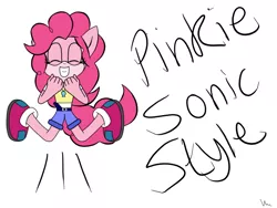 Size: 800x600 | Tagged: anthro, artist:melodyhedgie, derpibooru import, pinkie pie, plantigrade anthro, safe, simple background, solo, sonicified, sonic the hedgehog (series), style emulation, white background