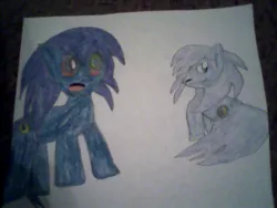 Size: 640x480 | Tagged: safe, artist:princessshannon07, derpibooru import, ponified, pony, barely pony related, blurry, discorded, photo, solo, sonic the hedgehog, sonic the hedgehog (series), traditional art