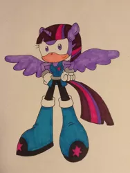 Size: 720x960 | Tagged: alicorn, anthro, artist:artking3000, derpibooru import, photo, safe, solo, sonic boom, sonicified, sonic the hedgehog (series), traditional art, twilight sparkle, twilight sparkle (alicorn)