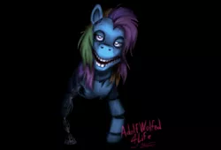 Size: 1657x1126 | Tagged: animatronic, artist:colossalstinker, derpibooru import, five nights at freddy's, g3, grimdark, nightmare fuel, rainbow dash, solo