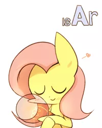 Size: 800x1000 | Tagged: argon, artist:joycall6, blushing, cute, derpibooru import, eyes closed, fluttershy, heart, lightbulb, part of a set, periodic table, safe, series:joycall6's periodic table, smiling, solo