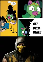 Size: 775x1115 | Tagged: cheerilee, cloverleaf, derpibooru import, meme, mortal kombat, safe, scorpion (mortal kombat), spoiler:comic, spoiler:comic29, surprise entrance meme, this will end in death, this will end in tears, this will end in tears and/or death