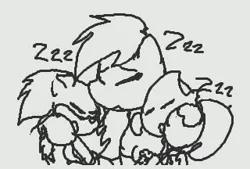 Size: 320x216 | Tagged: artist needed, crossover, cute, derpibooru import, monochrome, rainbow dash, ristar, safe, sleeping, sonic the hedgehog, sonic the hedgehog (series), source needed