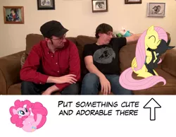 Size: 772x600 | Tagged: artist:xyotic, brony, bronybait, changeling, cute, cuteling, derpibooru import, doug's adorable visitor, doug walker, exploitable meme, fluttershy, hug, human, meme, nostalgia critic, safe, snuggling