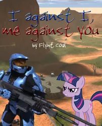 Size: 644x800 | Tagged: blood gulch, church, crossover, derpibooru import, fanfic, fanfic art, fanfic cover, halo (series), i against i me against you, leonard church, red vs blue, rooster teeth, safe, twilight sparkle