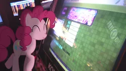 Size: 2222x1250 | Tagged: safe, artist:alerkina2, derpibooru import, pinkie pie, pony, beforu, dance dance revolution, graduation (ddr), irl, photo, ponies in real life, rhythm game