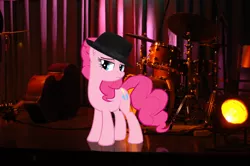 Size: 3008x2000 | Tagged: artist:szinthom, bedroom eyes, derpibooru import, hat, jazz, m'lady, music, pinkie pie, safe, solo, stage, thumbnail, trilby, youtube
