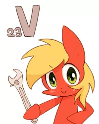 Size: 800x1000 | Tagged: safe, artist:joycall6, derpibooru import, part of a set, big macintosh, earth pony, pony, series:joycall6's periodic table, blushing, chemistry, male, periodic table, solo, stallion, vanadium, wrench