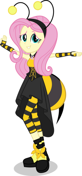 Size: 1144x2444 | Tagged: safe, artist:punzil504, derpibooru import, fluttershy, equestria girls, it ain't easy being breezies, animal costume, bee costume, clothes, costume, equestria girls interpretation, flutterbee, scene interpretation, simple background, solo, transparent background, vector