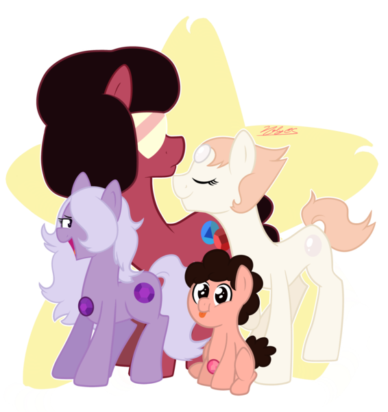 Size: 1250x1325 | Tagged: safe, artist:nolycs, derpibooru import, ponified, pony, amethyst (steven universe), garnet (steven universe), pearl (steven universe), steven quartz universe, steven universe