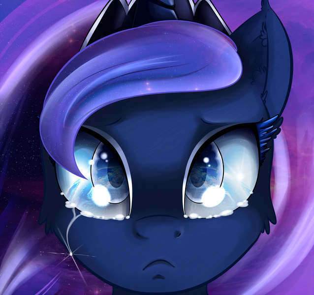 Size: 5000x4700 | Tagged: safe, artist:vicse, derpibooru import, princess luna, alicorn, pony, :<, absurd resolution, crying, cute, eye reflection, reflection, sad, solo