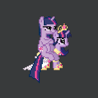 Size: 197x197 | Tagged: safe, derpibooru import, twilight sparkle, twilight sparkle (alicorn), alicorn, pony, desktop ponies, duality, female, mare, pixel art, ponies riding ponies, riding, self ponidox, sprite, twilight stackle