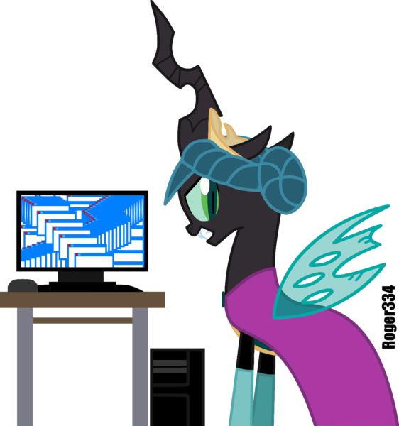 Size: 1402x1497 | Tagged: artist:roger334, crossover, derpibooru import, elsa, frozen (movie), parody, queen chrysalis, safe, simple background, solo, transparent background, vector, windows, windows xp